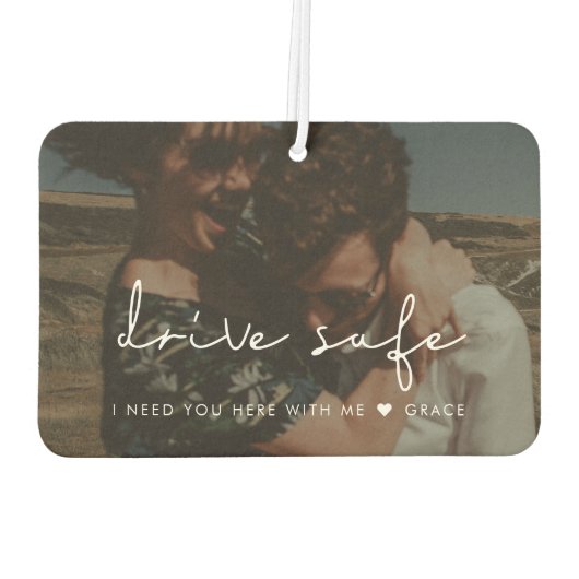 Fahren Sie sicher, weil ich Sie Liebe Familienbild Autolufterfrischer (Rückseite)