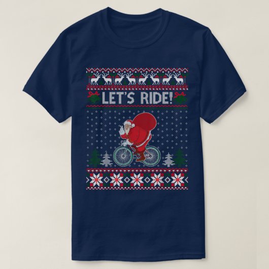 Fahren wir mit dem Fahrrad Ugly Weihnachts Sweater T-Shirt (Design vorne)