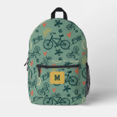 Fahren wir mit dem modernen grünen Fahrradmuster Bedruckter Rucksack (Vorderseite)