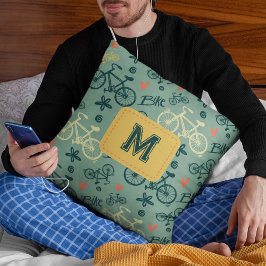 Fahren wir mit dem modernen grünen Fahrradmuster Kissen