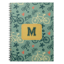 Fahren wir mit dem modernen grünen Fahrradmuster Notizblock