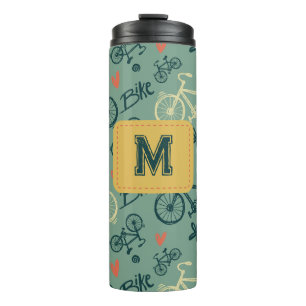Fahren wir mit dem modernen grünen Fahrradmuster Thermosbecher