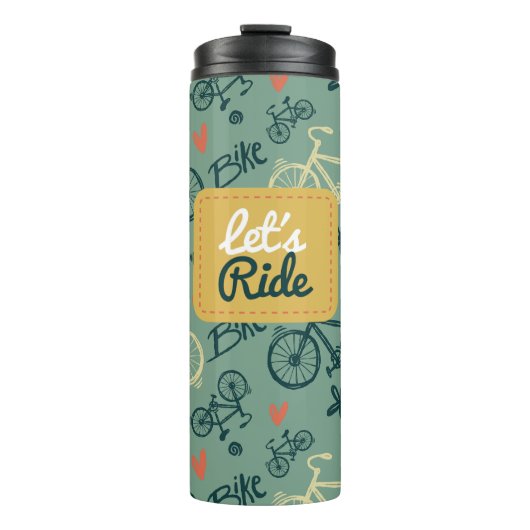 Fahren wir mit dem modernen grünen Fahrradmuster Thermosbecher (Vorderseite)