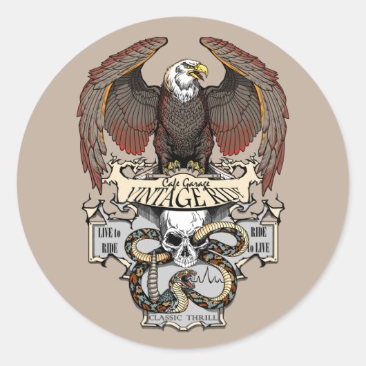 Fahren zum Live-Biker-Design Runder Aufkleber (Vorderseite)