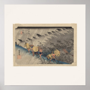 Fahrender Regen in Shono von Hiroshige - Quadratis Poster