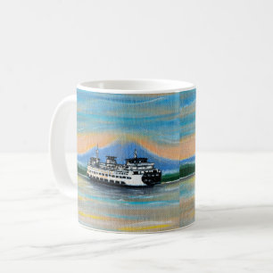 Fährenmalerei bei Sonnenaufgang Kaffeetasse