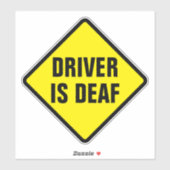 Fahrer ist taub - Warnschild Aufkleber (Blatt)