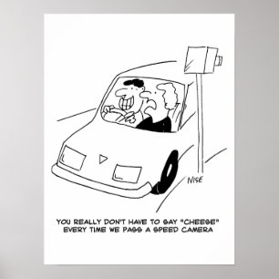 Fahrer sagt Käse beim Übergeben einer Geschwindigk Poster