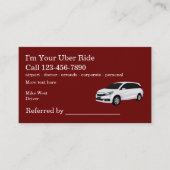 Fahrerempfehlungen für den Rideshare-Taxi Visitenkarte (Vorderseite)