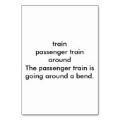 Fahrgast-Zugfahrzeuganzeiger-Lesekarten für Erwach Tischnummer (Rückseite)