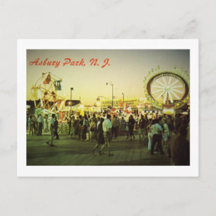 Fahrgeschäfte bei Nacht, Asbury Park, New Jersey V Postkarte
