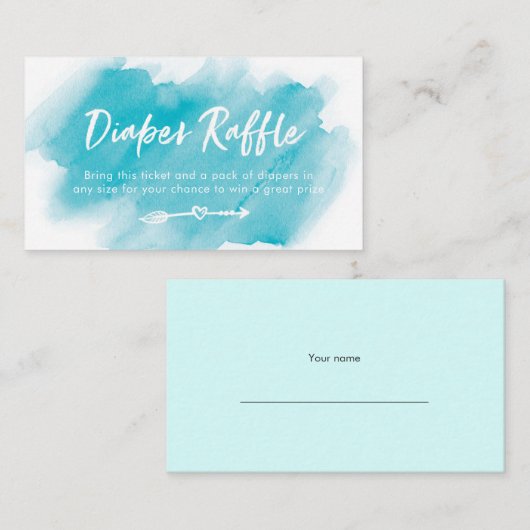 Fahrkarte für Windeldrehkreuz | Blaue Wasserfarbe Begleitkarte (Vorne/Hinten)