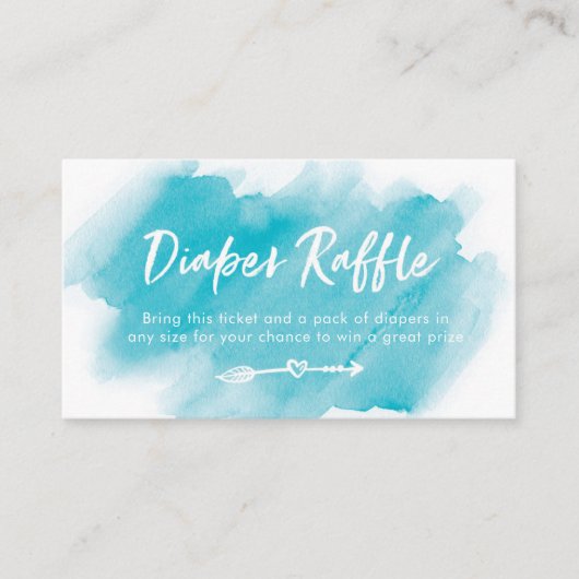 Fahrkarte für Windeldrehkreuz | Blaue Wasserfarbe Begleitkarte (Vorderseite)