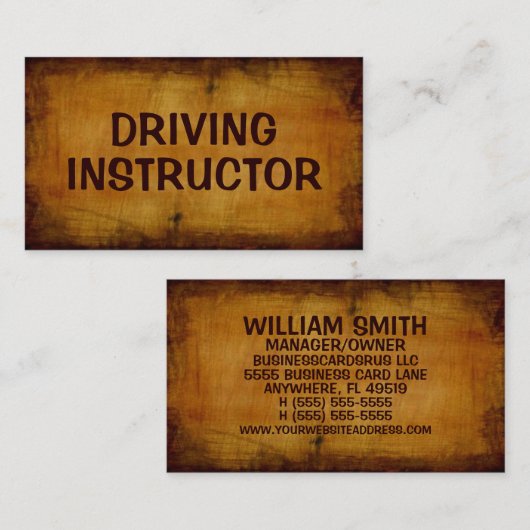 Fahrlehrer Antike Visitenkarte (Vorne/Hinten)