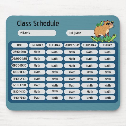 Fahrplan der Funny Capybara Turtle Class Mousepad (Vorne)