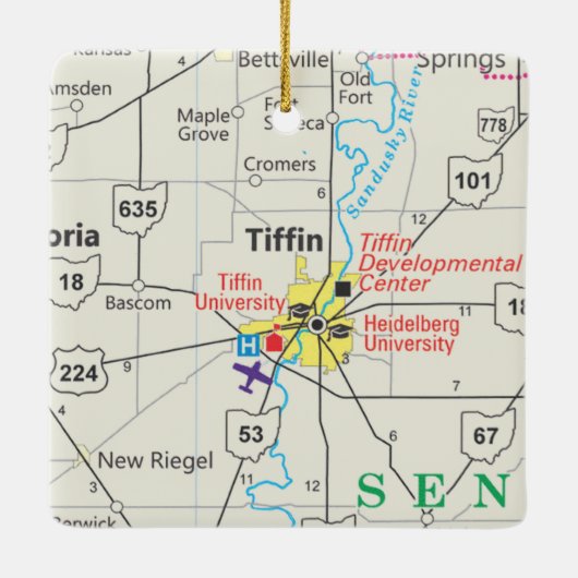 Fahrplan Tiffin Ohio Keramikornament (Rückseite)