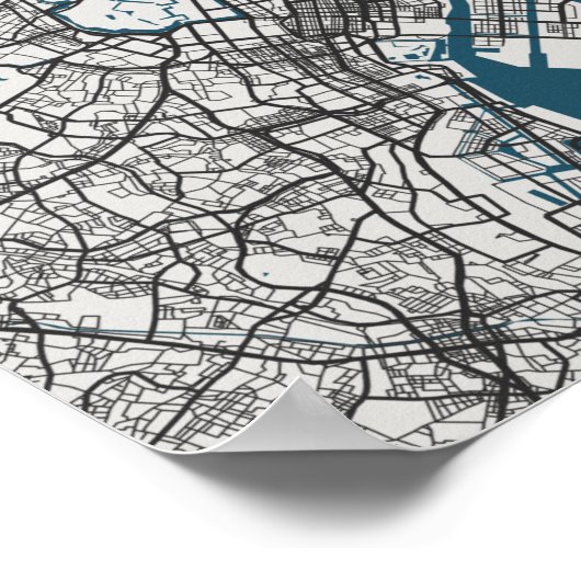 Fahrplan von Tokio Poster (Ecke)