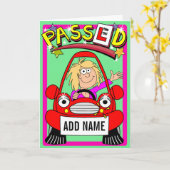 Fahrprüfung bestanden - Name auf Nummernschild Karte (Gelbe Blume)