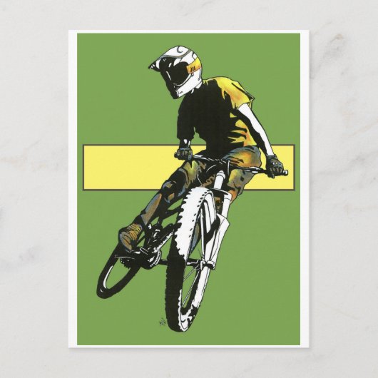 Fahrrad1 - grün/gelb postkarte (Vorderseite)