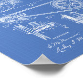 Fahrrad 1890 Patentart - Blueprint Poster (Ecke)