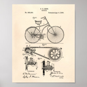 Fahrrad 1890 Patentkunst - Alte Peper Poster
