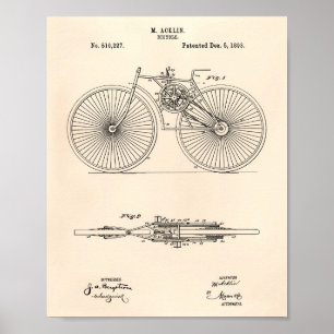 Fahrrad 1893 Patent Kunst Alte Papiere Poster