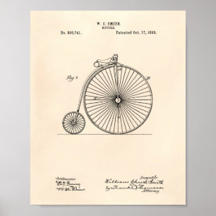 Fahrrad 1893 Patent Kunst Alte Papiere Poster
