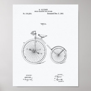 Fahrrad 1893 Patentkunst Weißpapier Poster