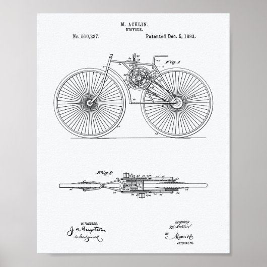 Fahrrad 1893 Weißbuch zum Thema "Patentkunst" Poster (Vorne)