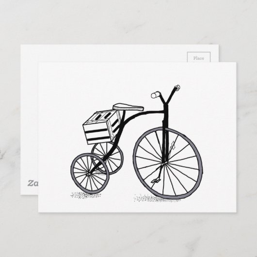 Fahrrad auf 3 Rädern Postkarte (Vorne/Hinten)