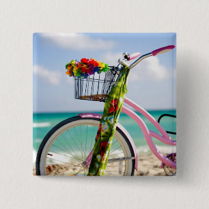 Fahrrad auf dem Strand Miami, Florida Button