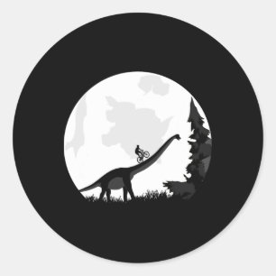 Fahrrad auf einer Dinosaurier-Mond-Silhouette Mtb Runder Aufkleber