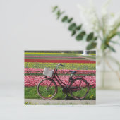 Fahrrad bei Tulips Field DIY Postkarte (Stehend Vorderseite)