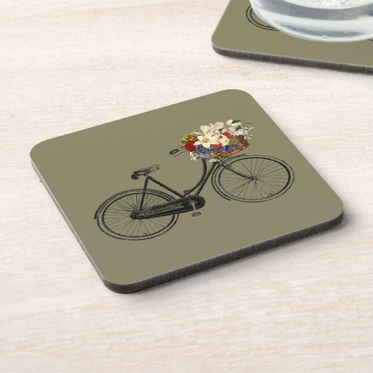 Fahrrad Blume Set Drinks Coaster Taupe Untersetzer (Linke Seite)