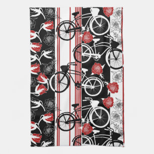 Fahrrad-Blumen-Korb-Tee-Tuch Küchentuch