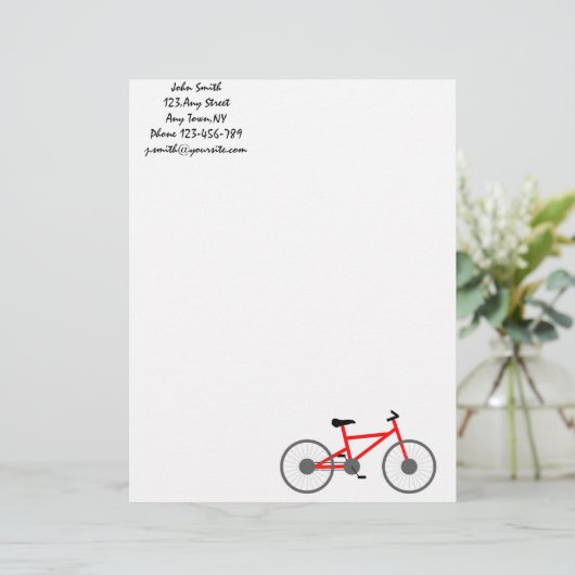 Fahrrad-Briefkopf-Schablone Briefbogen (Stehend Vorderseite)