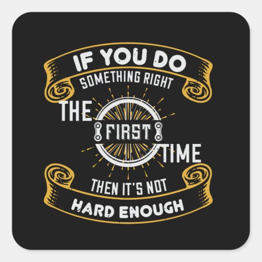 Fahrrad - Das erste Mal ist nicht schwer genug Quadratischer Aufkleber (Vorderseite)