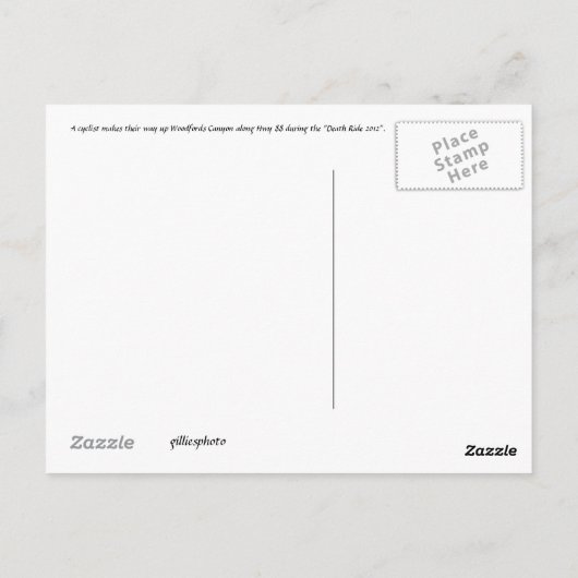 Fahrrad durch den Granit B&W Postkarte (Rückseite)