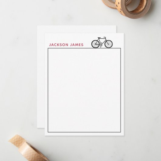 Fahrrad einfach, modern Schwarz-weiß Mitteilungskarte (Vorderseite/Rückseite Beispiel)