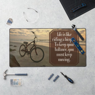 "Fahrrad fahren" Inspiration Zitat Schreibtischunterlage