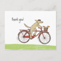 Fahrrad fahrender Hund und Eichhörnchen Whimsical