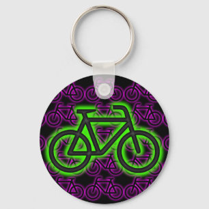 Fahrrad, Fahrrad, Neon, Grün, Rosa , Lila Schlüsselanhänger