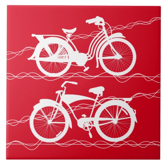 Fahrrad Fahrrad Weiße Keramik Tile Fliese (Vorderseite)