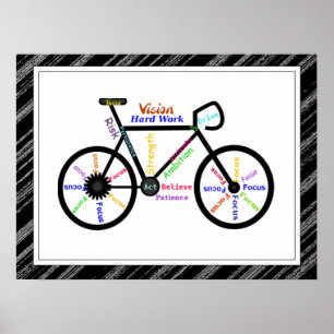 Fahrrad, Fahrradsport, Motivierend Worte und Strei Poster