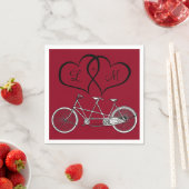 Fahrrad für Zwei Herz Burgund Hochzeit Napkin Serviette (Beispiel)