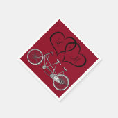 Fahrrad für Zwei Herz Burgund Hochzeit Napkin Serviette (Ecke)