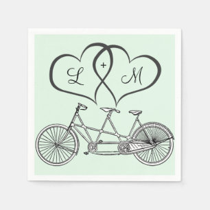 Fahrrad für Zwei-Herz-Hochzeit Personalisierter Na Serviette