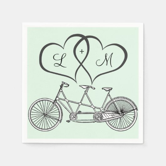 Fahrrad für Zwei-Herz-Hochzeit Personalisierter Na Serviette (Vorderseite)