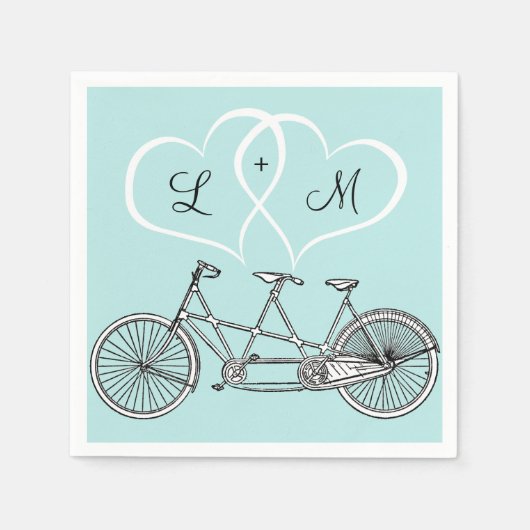 Fahrrad für Zwei-Herz-Hochzeit Personalisierter Na Serviette (Vorderseite)