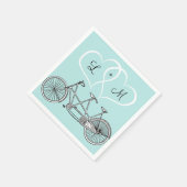 Fahrrad für Zwei-Herz-Hochzeit Personalisierter Na Serviette (Ecke)